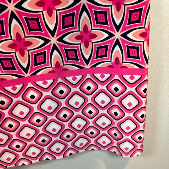 Eliza J Womens Geometric Print Mini Shift Dress Pink Retro Lined Zip NEW Size 14 - Picture 10 of 16